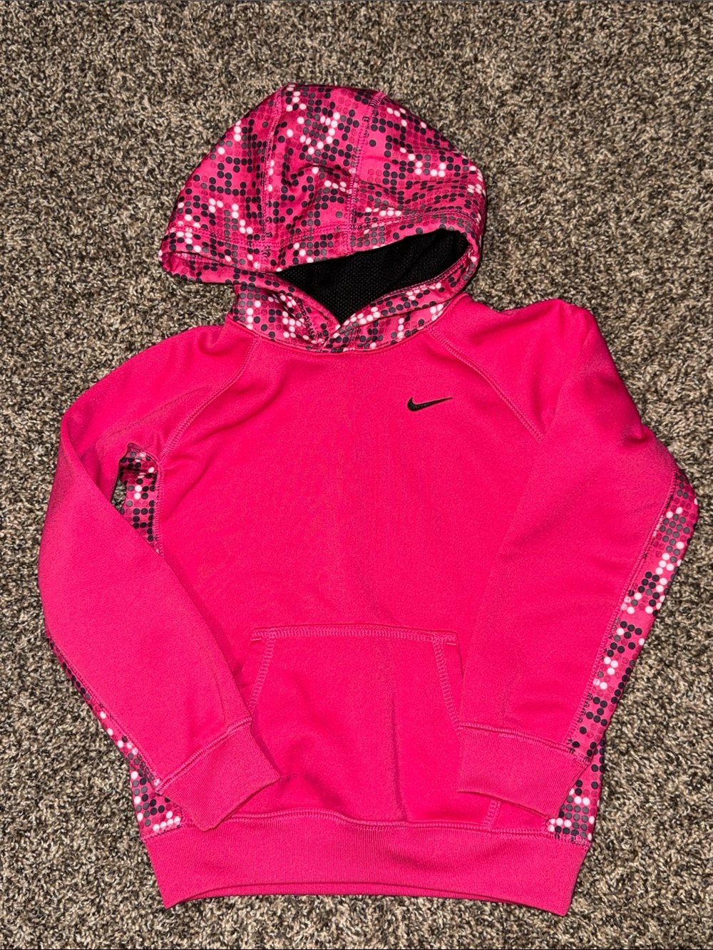 Nike Hot Pink Girls' Hooded Pullover with Patterned Trim size 6